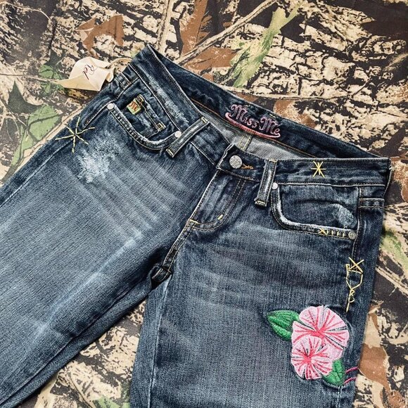 BNWT deadstock Y2K tropical embroidered jeans - Picture 4 of 8